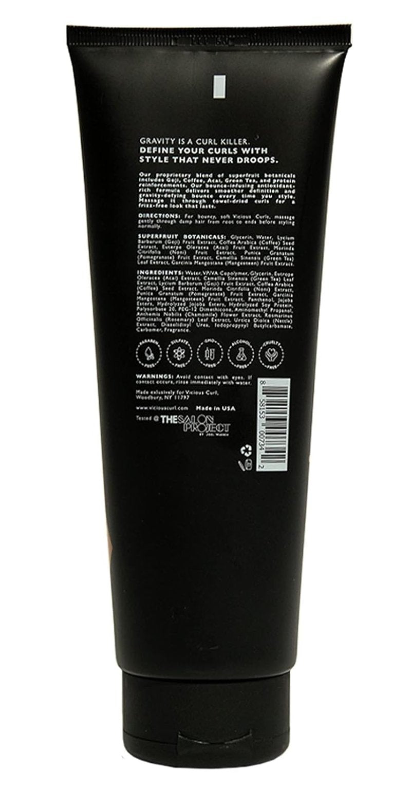 VICIOUS CURL Lock Gel - No-Crunch Curl Defining Gel for Wavy & Curly Hair | Medium-Strong Hold, 6 Fl Oz