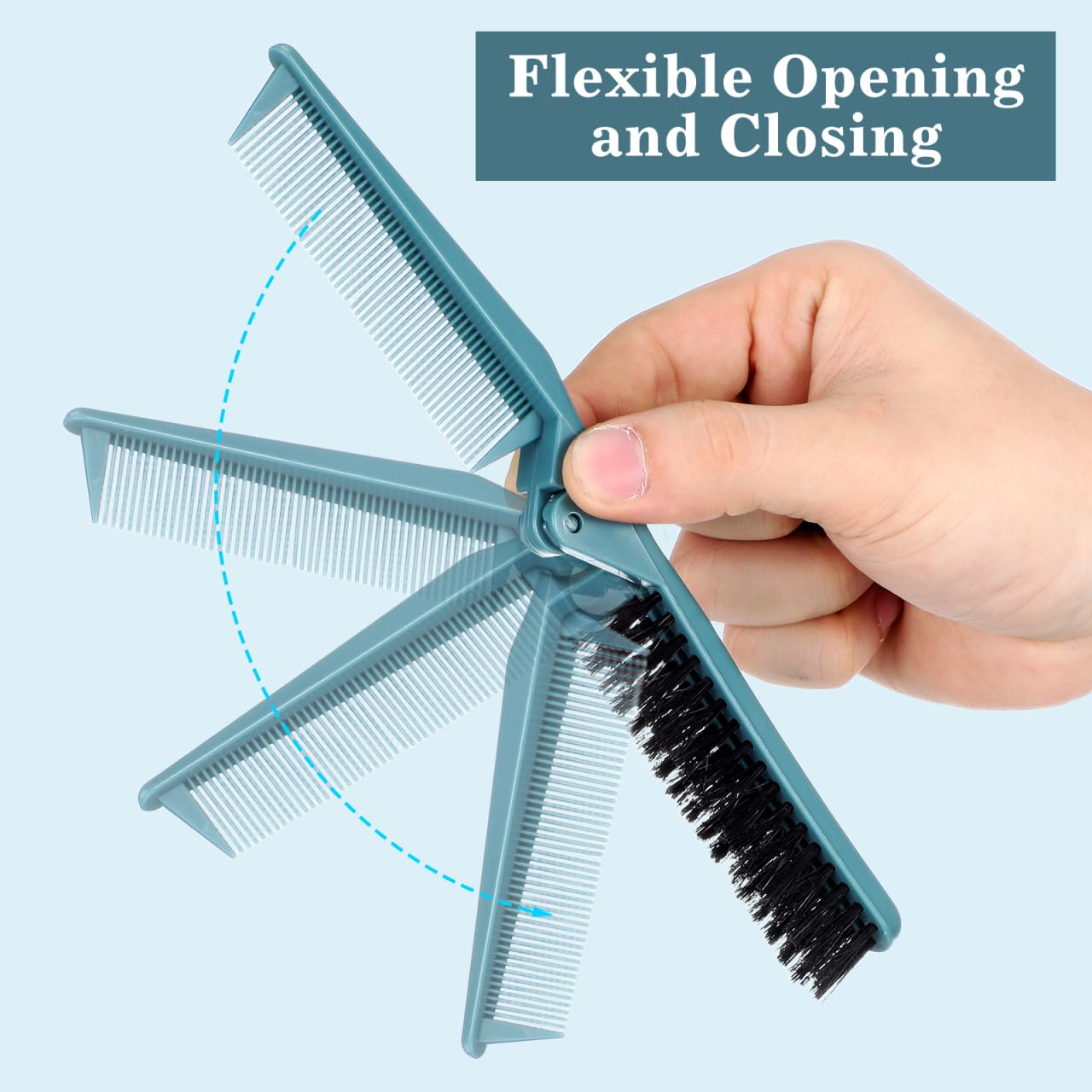 MAGICLULU 2Pcs Travel Foldable Brush, Dual Headed Folding Comb Brush with Bristles, Portable Edge Control Beard Grooming Hairbrush for Men Slick Back Women Purse Pocket Gym Hair Styling Tool