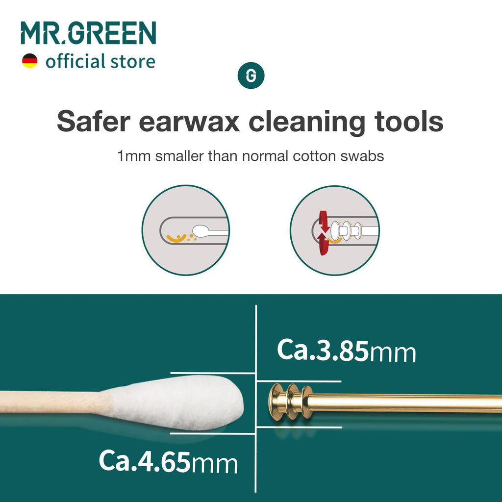 MR.GREEN Ear Wax Removal Ear Cleaner Double End Earwax Remover 360° Cleaning Three Ring Ear Pick Stainless Steel Ear Care Tools (Two piece Pack)
