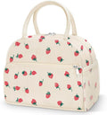 Coobiiya Corduroy Lunch Bag - Insulated Strawberry Tote for Work, Travel & Picnics | Large Capacity