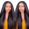 ALLWIN KinkyStraight Human Hair Wig for Black Women 22 Inch, 180% Density Yaki Straight Human Hair Wig Pre Plucked 13x4 HD Transparent Glueless Kinky Straight Lace Front Wig Natural Color