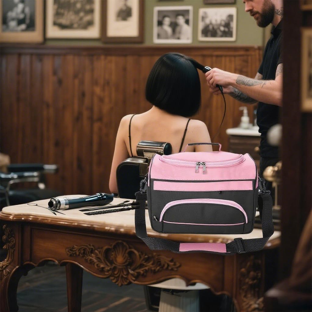 JEHANOIRY Large Capacity Hairdresser Bag Barber Carrying Case with Handle and Shoulder Strap, Beauty Salon Tool Kits Storage Travel Barber Case Holds Various Hair Cutting Tools Haircutting Bag