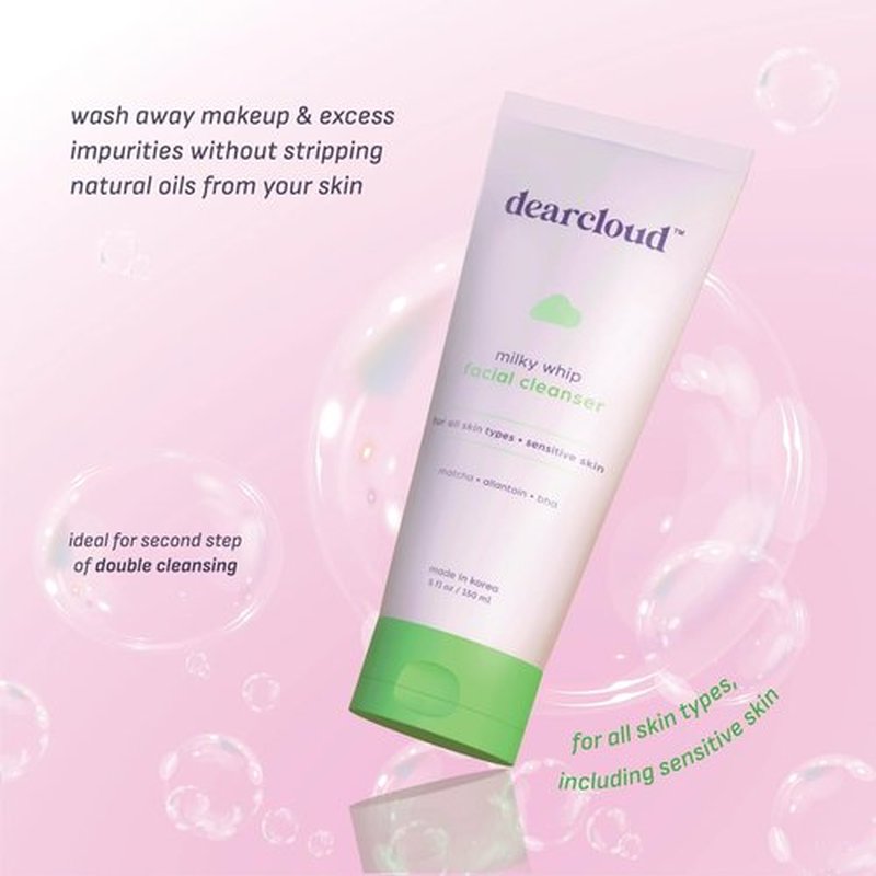 dearcloud Milky Whip Matcha Facial Cleanser – Korean Face Wash with BHA, Allantoin, and Matcha Green Tea (5 fl oz)