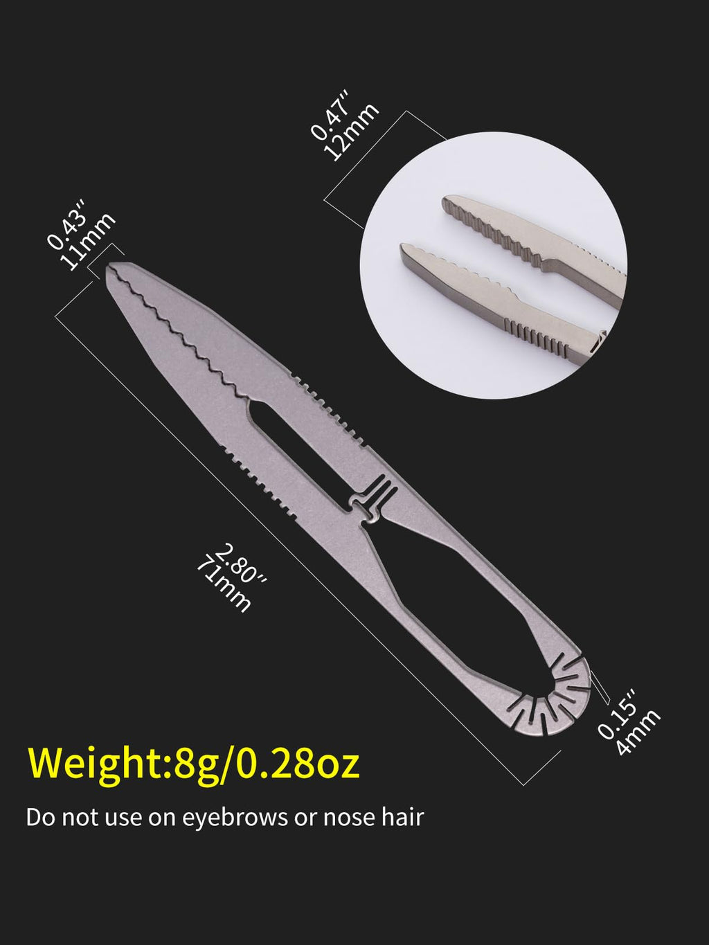 TIKIDESIGN Precision Tweezers Titanium Tweezers for Men, Splinter Tweezers Craft Tweezers with Lock Design for EDC Keychain Carry