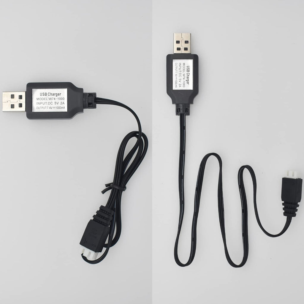 2PCS USB Charger Cable with XH-3P Connector for SCX24 RC Car, Holyton Remote Control Car, 2S 7.4V LiPo Battery RC Car, Rock Crawler FPV Drone Quadcopter
