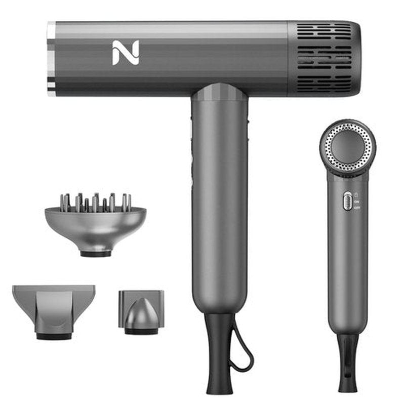 Natrial Ionic Professional Hair Dryer with Diffuser for Curly Hair,1600W&110000RPM High Speed Blow Dryer for Women,Fast Drying,Lock Function,Low Noise,Lightweight for Home Travel Salon,Gray
