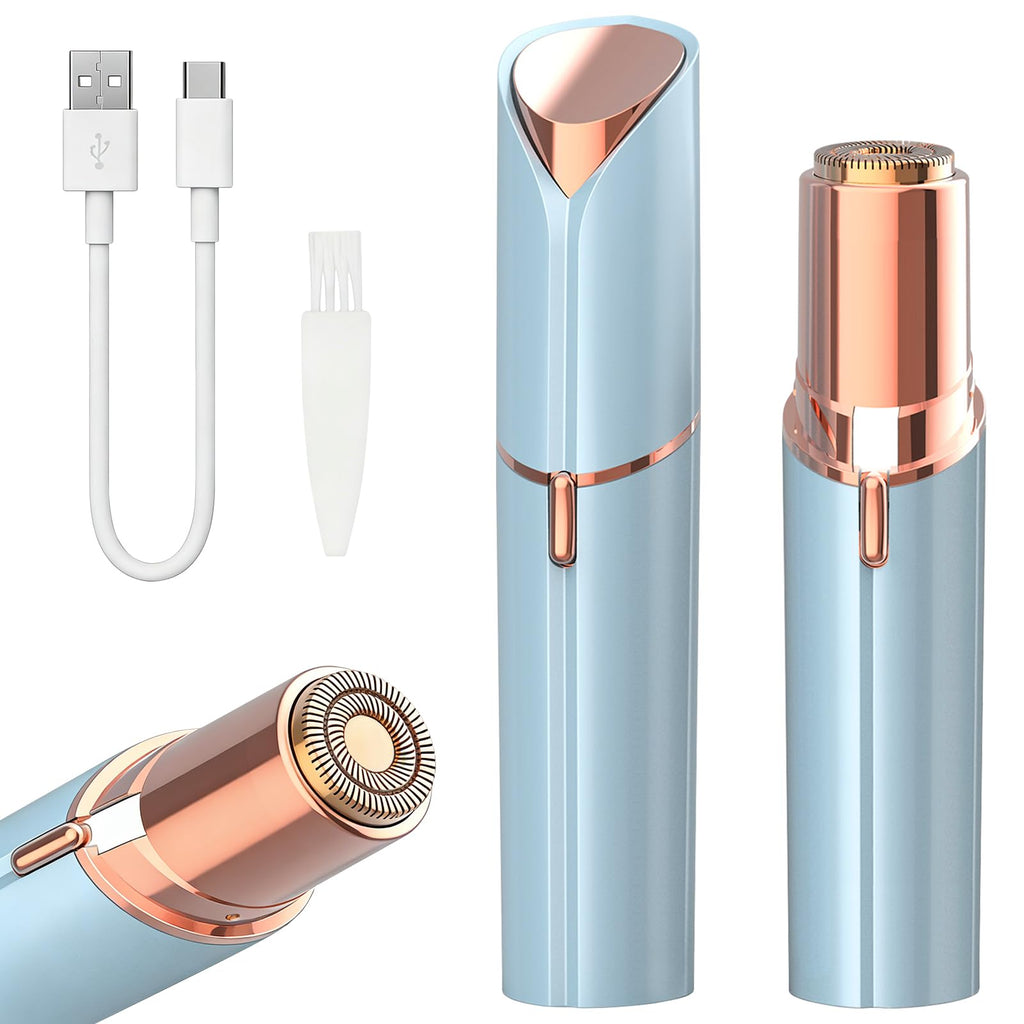Facial Hair Removal for Women, Painless Electric Hair Remover for Face, Upper Lip, Chin & Peach Fuzz, USB Rechargeable Portable Shaver, Blue
