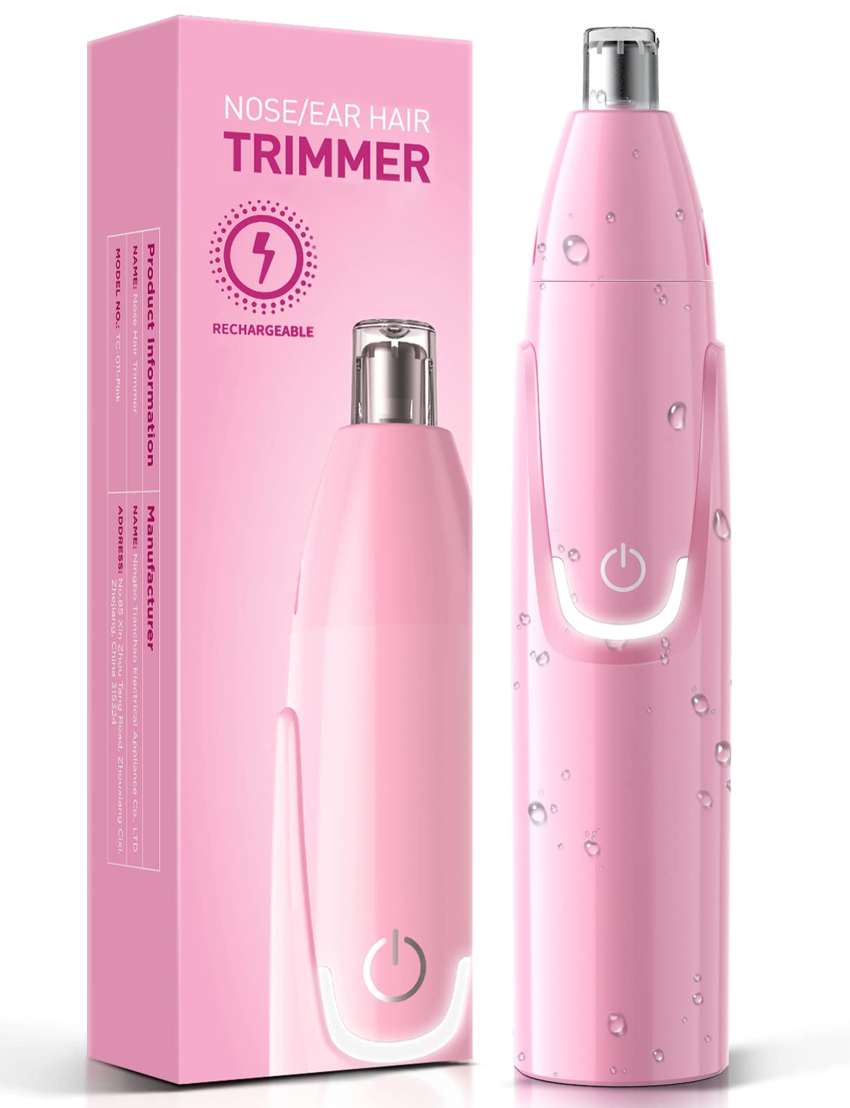 ZORAMI Rechargeable Ear and Nose Hair Trimmer - 2026 Professional Painless Eyebrow & Facial Hair Trimmer for Men Women, Powerful Motor and Dual-Edge Blades for Smoother Cutting Pink