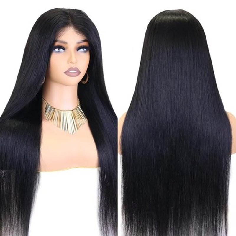 KFgood Wear and Go Glueless Wigs Human Hair Pre Plucked Pre Cut HD Lace 6x4 Straight Lace Front Wigs Human Hair Ready to Wear Wigs Glueless Human Hair 180% Density for Women 22 Inch