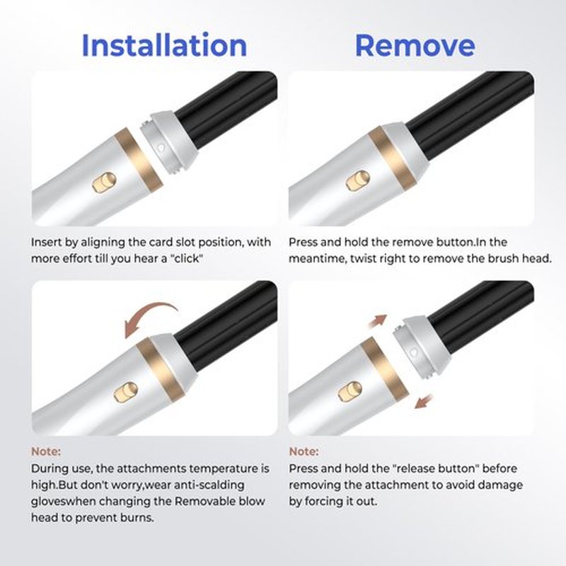 Hair Dryer Brush 5 in 1, Blow Dryer Brush Set with Air Curler Wrap Hair Styler, Negative Ionic Blow Dry Brush, Detachable Hair Tool for Curling, Volumizer,Straightener,Drying