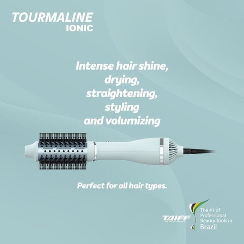 Taiff Blow Dryer Brush | 2 in 1 Hot Air Brush and Hair Dryer with Tourmaline and Ionic Technology | 1200W Fast Drying DC Motor | Removable Head | Hair Styling Tool for Smooth Frizz Free