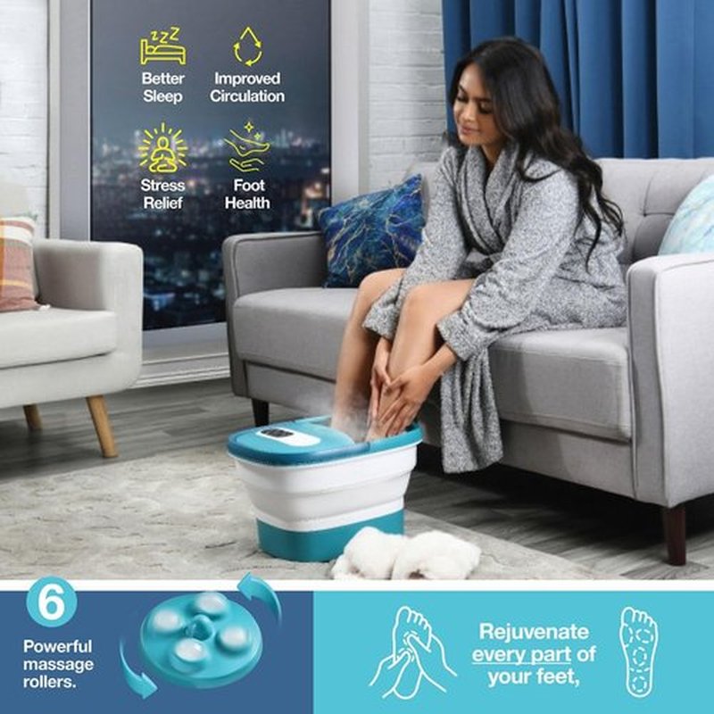 Medical king Foot Spa with Heat and Massage Electric Rotary Massage Includes A Remote Control, A Pumice Stone - Motorized Shiatsu Massage Balls