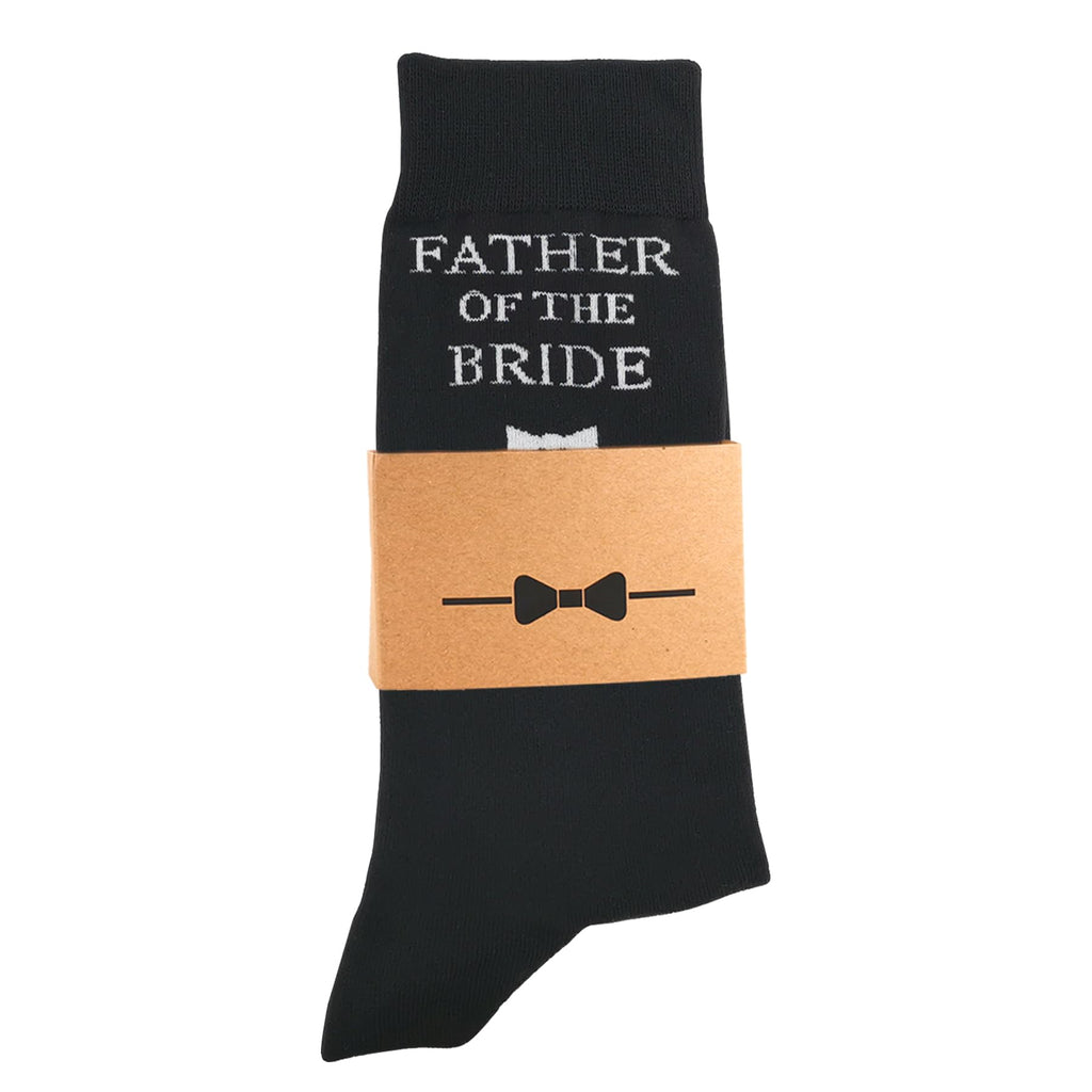 BUENWAZ Dress Socks for Father of the Bride 1 Pair Wedding Day Gift, Fun Socks for Wedding, Size Men 8-12 (Black)