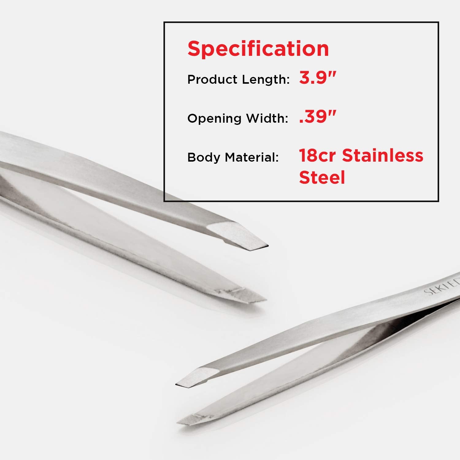 Seki Edge Black Stainless Steel Slant Tweezer (SS-500) Precision Tweezers For Ingrown Hair, Eyebrow, & Splinters - For Personal & Professional Use