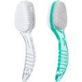 2 Pcs Foot Brush for Shower with Handle 2 in 1,Ooloveminso Large Foot Pumice Stone Brush Scrubber Foot File Calluses Remove Suitable for Horniness Foot Spa,Foot Care Smooth Skin (Green&Transparent)