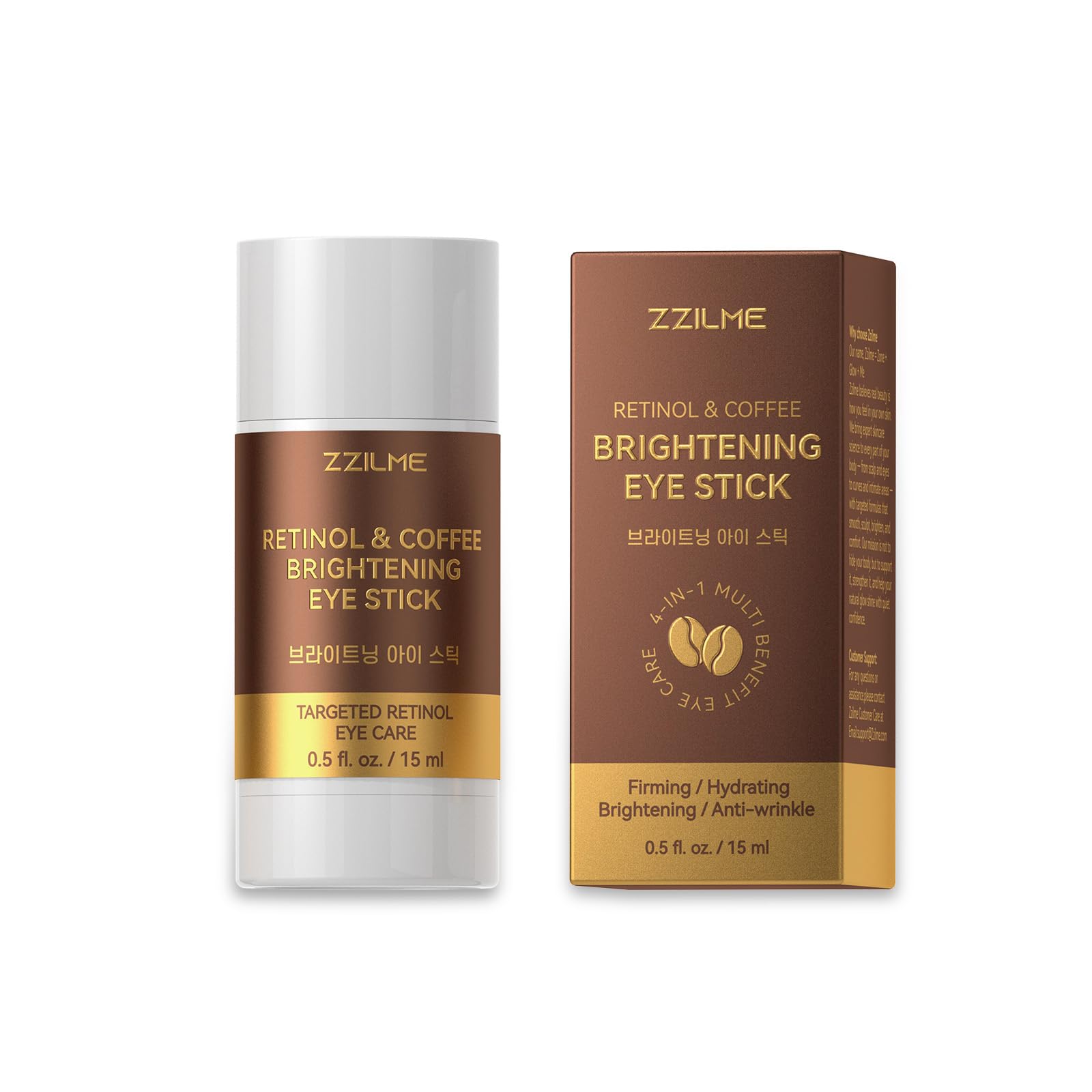 ZZILME Under Eye Balm Stick with Retinol and Caffeine, Hydrating Eye Cream Brightener for Dark Circles, Puffiness, Fine Lines and Wrinkles, Portable Balm Stick for On-the-Go Daily Eye Care 15 ml
