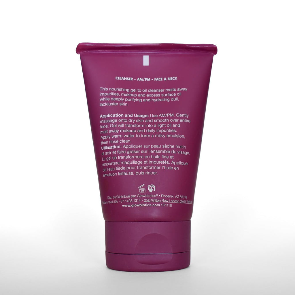 Glowbiotics Probiotic Gel-to-Oil Cleanser: Gentle Makeup Remover with Vitamin C - Effectively Removes Makeup, Oils & Sunscreen, 4 Fl Oz