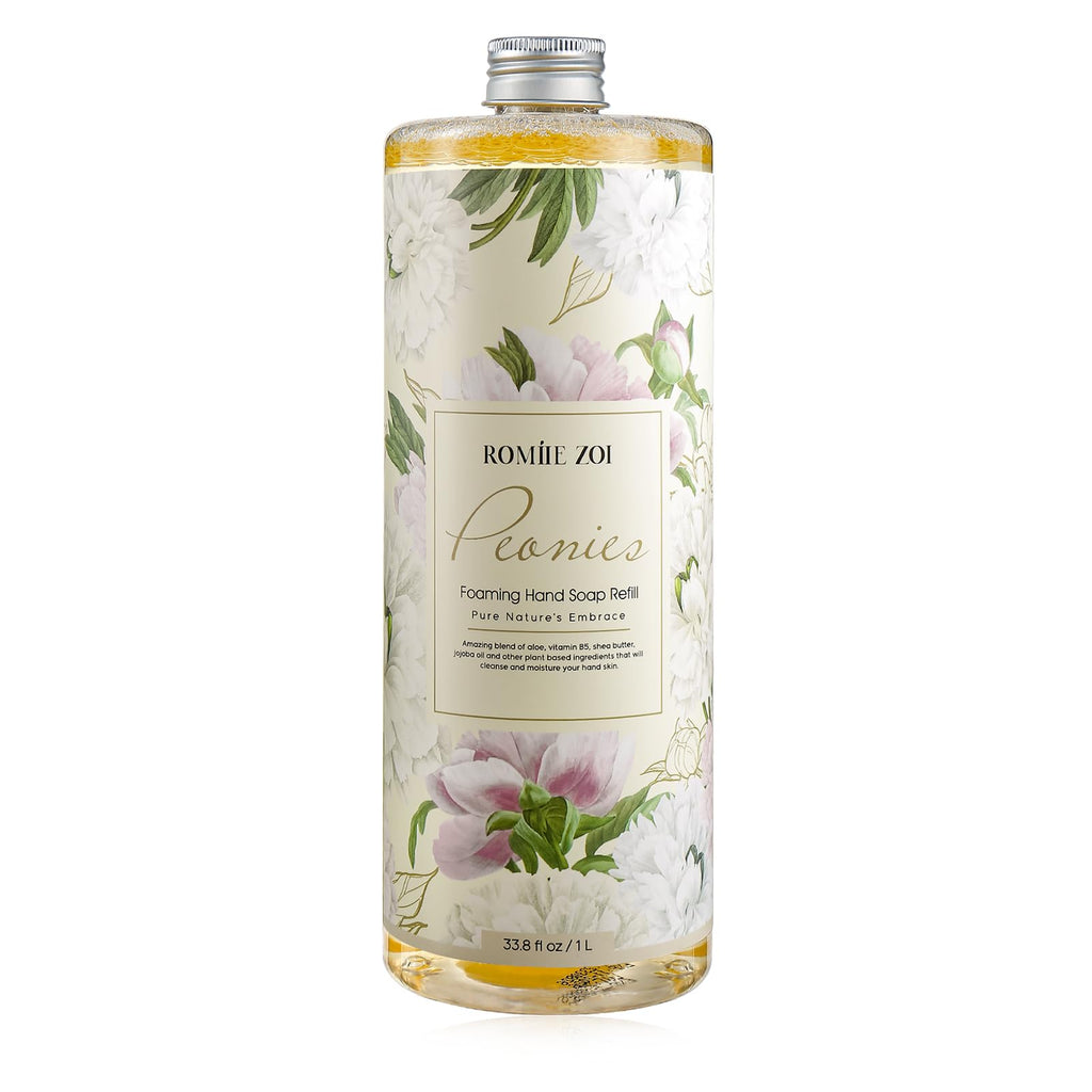 ROMIIE ZOI Foaming Hand Soap Refill, Peony, Gentle & Moisturizing Formula, 1 L/ 33.8 FL OZ