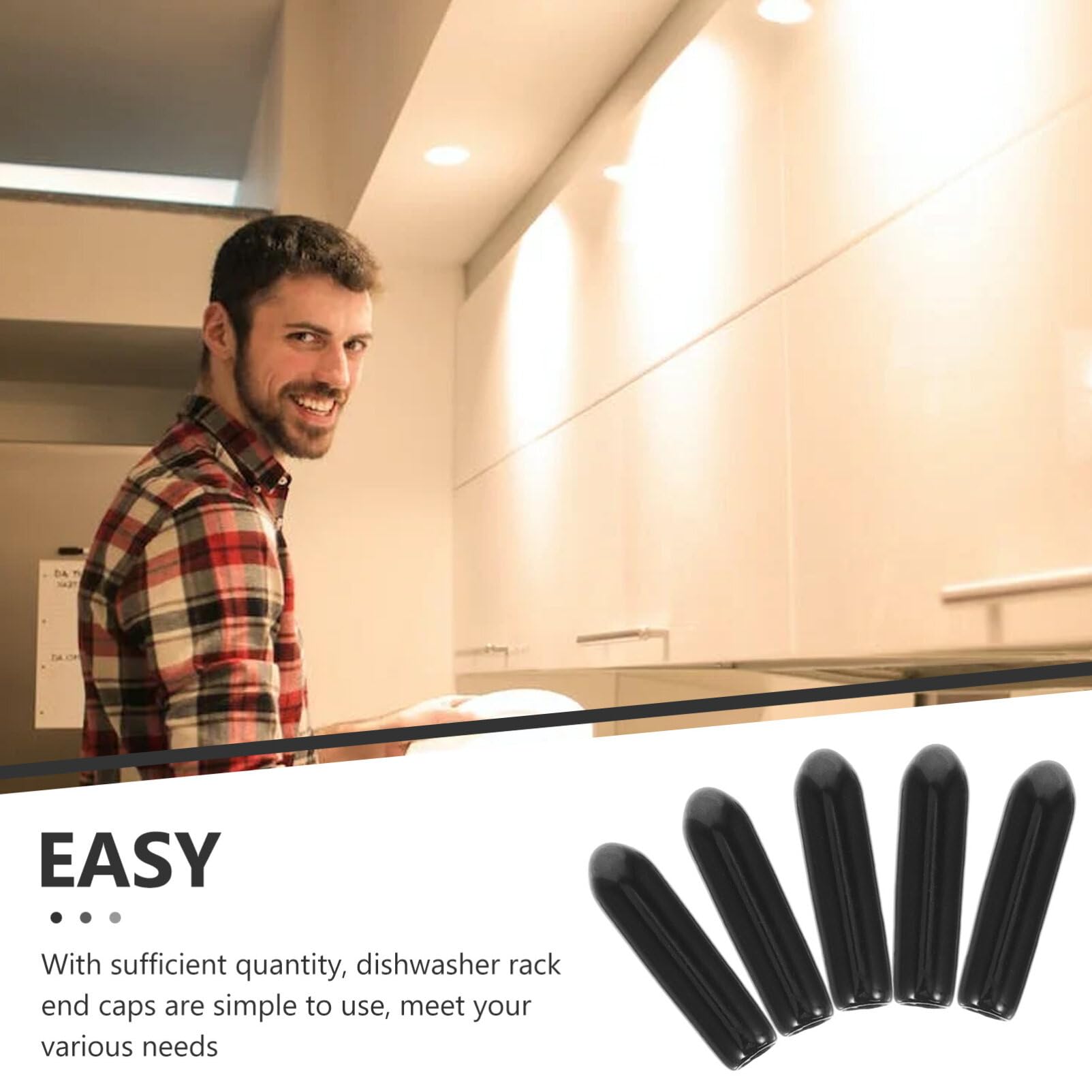 Uonlytech Dishwasher Rack Tip Protectors 200 Pcs Black Prong End Caps for Repair Coating Covers Easy to Install Durable Dishwasher Rack End Caps