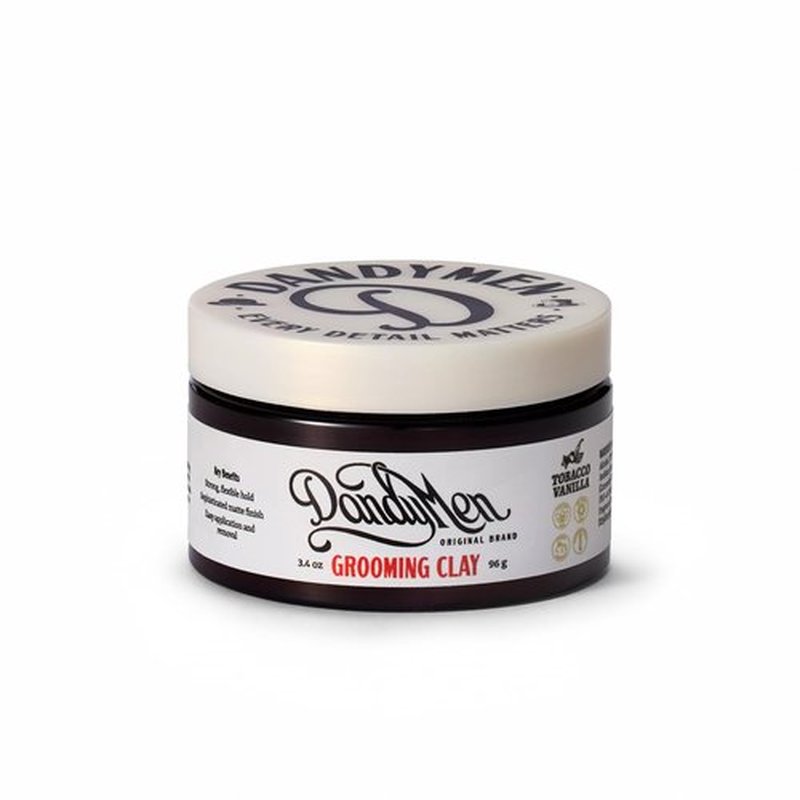 DandyMen Grooming Clay – Strong Hold, Natural Matte Finish, and Flexible Styling with Kaolin Clay & Beeswax – Tobacco Vanilla Scent – 3.4 oz (1-pack)