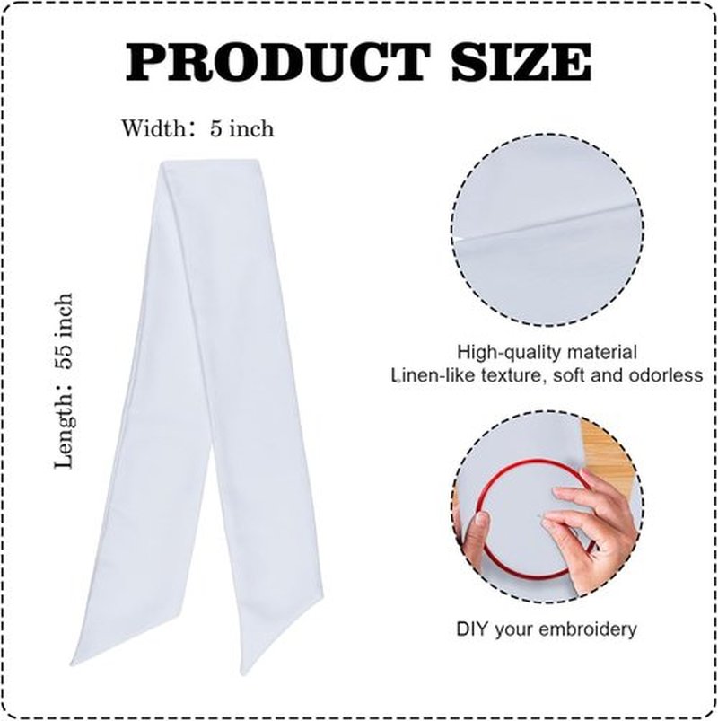 Skiennix White Blank Sash Ribbon - 55" Professional Grade Linen for Wreaths & Wedding Decor