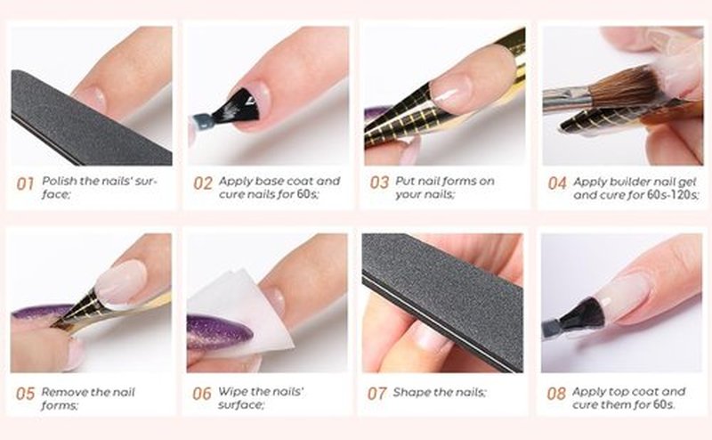 AIJIMEI Hard Gel Builder Nail Gel 3OZ for Flase Nails Extension Kit with Nail Brush Cleaner Base Coat Top Coat