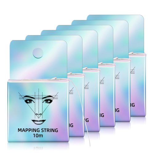 ATOMUS Eyebrow Mapping String 6 Pieces 10m(32ft) Pre-Inked Microblading String for Brow Mapping Measuring Marking Symmetrical Eyebrow Thread (White)