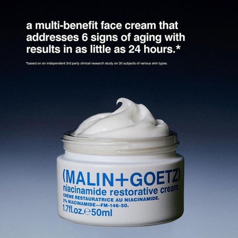 MALIN+GOETZ Niacinamide Restorative Cream - Clinically Proven Hydrating Face Cream | Firms & Evens Skin Tone (1.7oz)