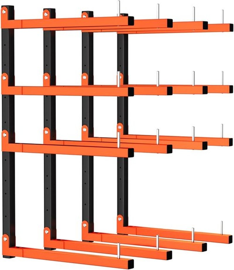 Heavy Duty Metal Lumber Storage Rack by [Brand Name] - Adjustable Wall-Mount Design | Holds Up to 1040 Lbs