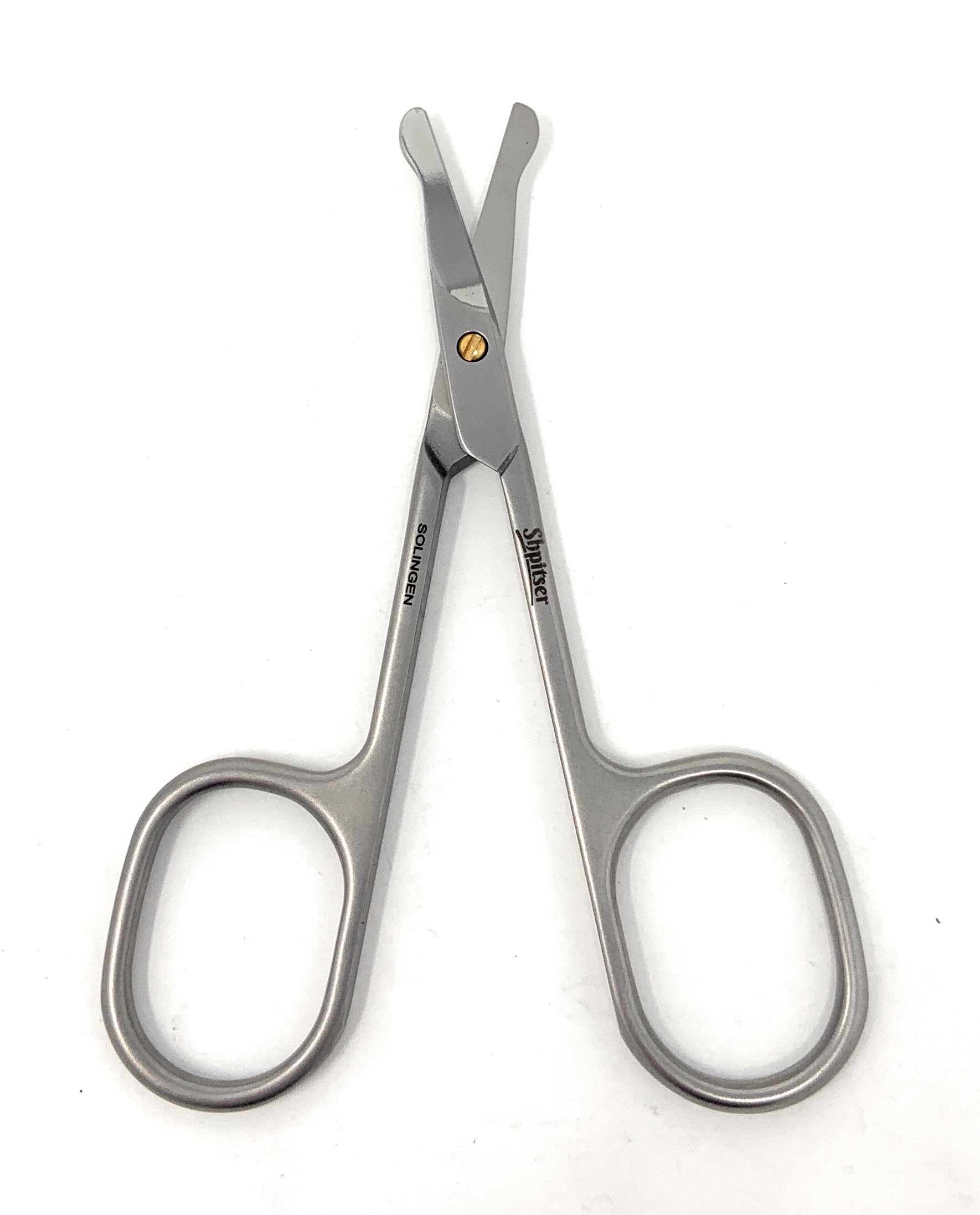 SHPITSER Professional TopInox Stainless Steel Nose & Ear Safety Scissors with Genuine Leather Case. Made in Solingen, Germany