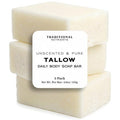 TRADITIONAL NUTRIENTS Unscented Beef Tallow Soap Bar, Grass Fed and Finished Tallow and Lye, 4.6oz Bar, Natural, Pure Suet Tallow (Pack of 3)