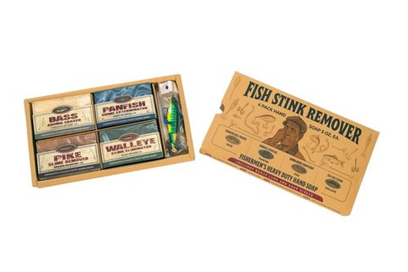 Fishermen’s 4 Pack Soap Gift Set – Great Smelling Heavy Grit Hand and Body Soap for Fishermen – Includes Topwater Fishing Lure & Sleeve – Birthday Gift for Fishermen - Fishing Gift Dad, Husband