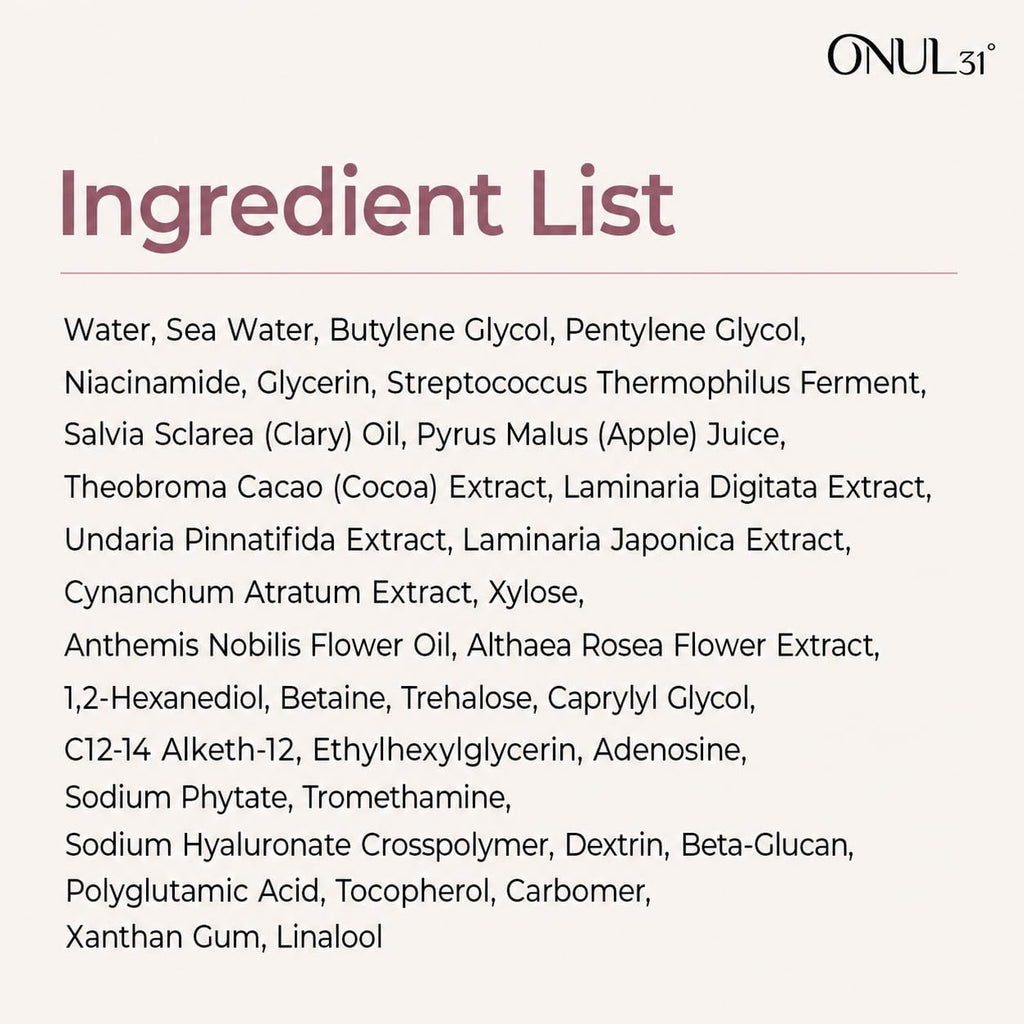 ONUL31° Fucoidan Satin Essence Toner | Korean Facial Toner with 4% Hawaiian Sea Water & Niacinamide, Vegan Certified Hybrid Toner-Essence Before Serum, Lightweight Hydrating Toner, 6.76 fl. oz.