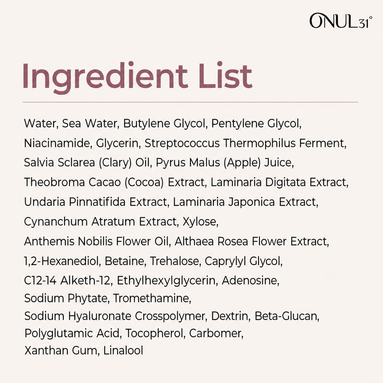 ONUL31° Fucoidan Satin Essence Toner | Korean Facial Toner with 4% Hawaiian Sea Water & Niacinamide, Vegan Certified Hybrid Toner-Essence Before Serum, Lightweight Hydrating Toner, 6.76 fl. oz.