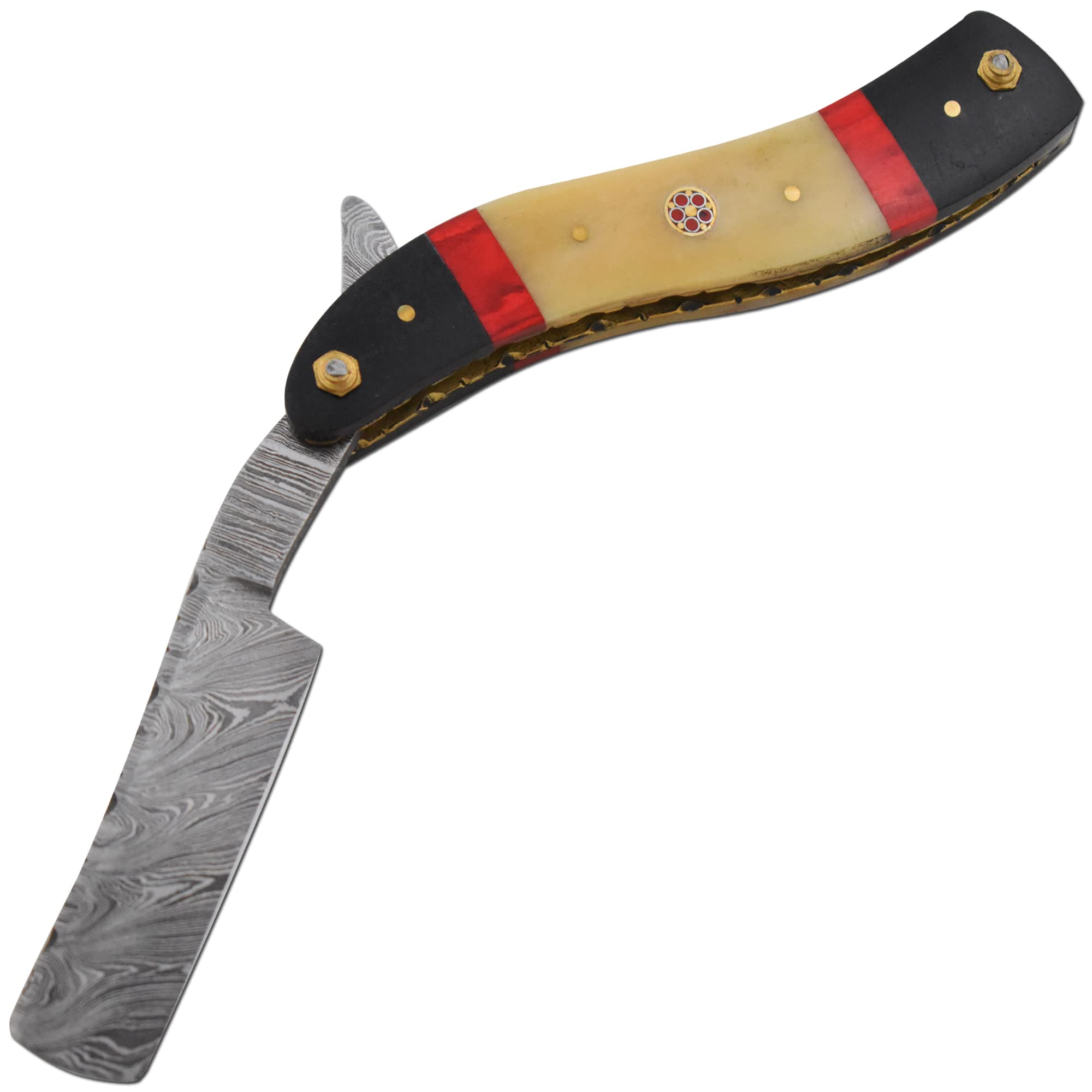 Old Ram Straight Razor | High Hardness Real Damascus Steel Cutthroat Straight Edge-Blade Barber Razor (329)