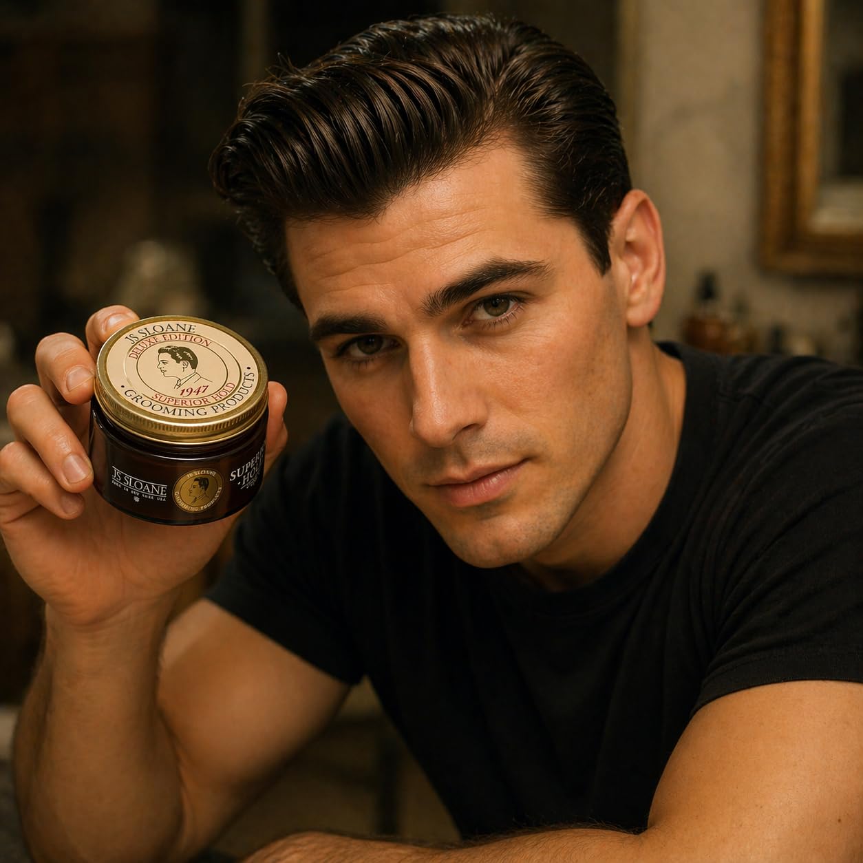 JS Sloane Superior Hold Pomade – Strong Hold Hair Styling Cream, Medium Shine, Water-Based, Reworkable All Day, Ideal for Thick & Coarse Hair – 4 oz