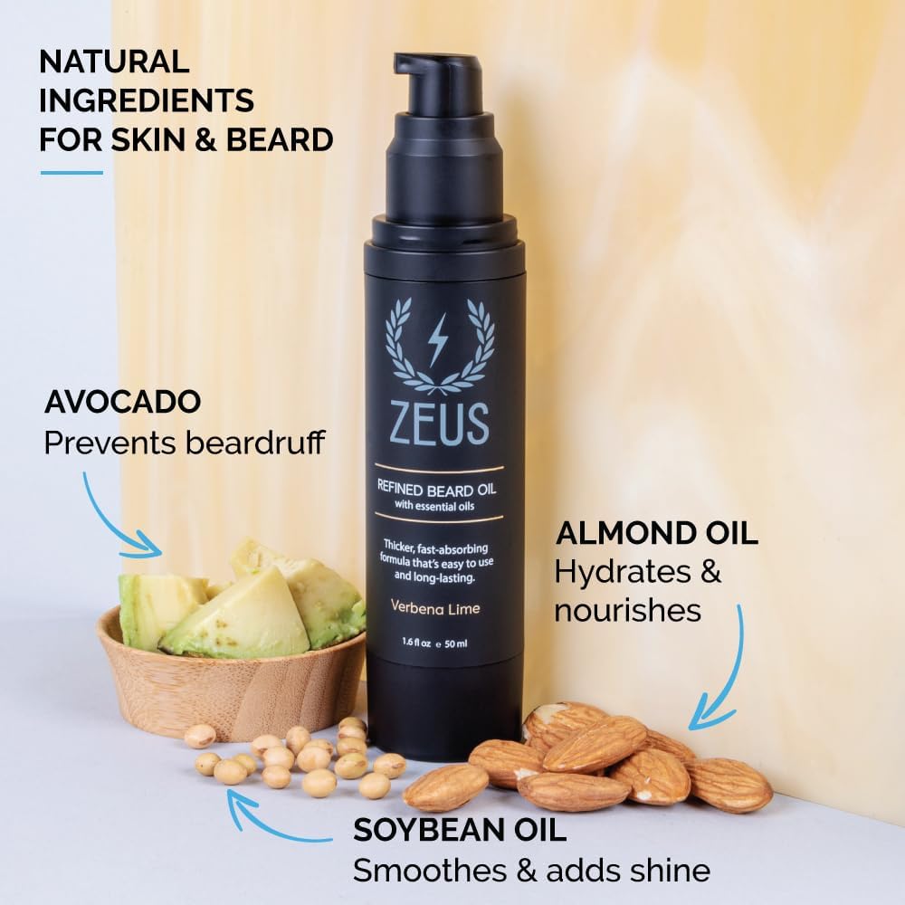 ZEUS Refined Beard Oil for Men with Natural Oils (Vanilla Rum) 1.6 fl oz