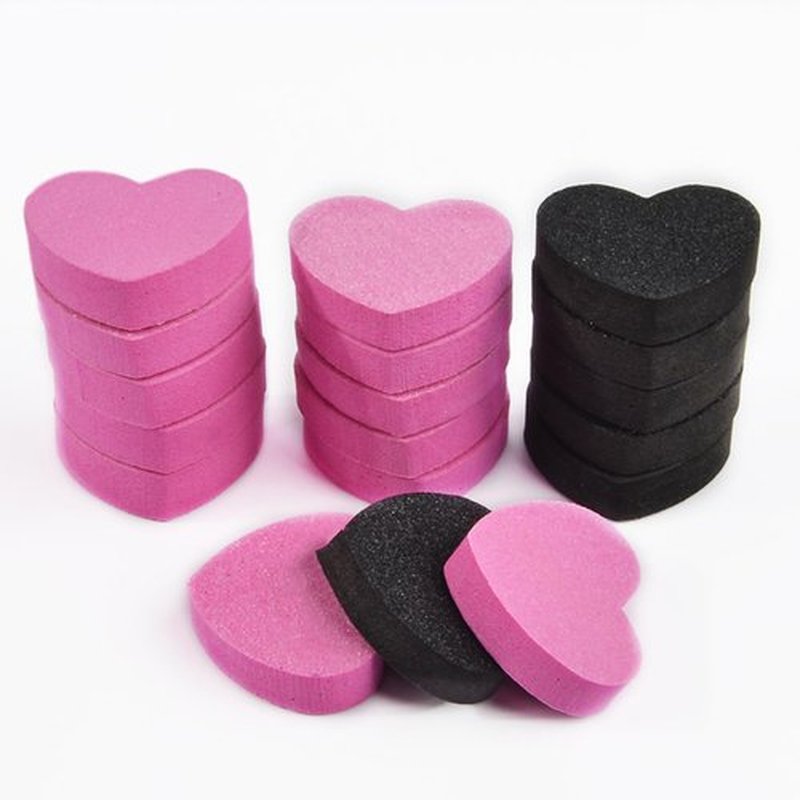 50PCS Heart Shape Nail File Double-Sided Sponge Nail File Sponge Nail Buffers for Acrylic Nails,Manicure Tool