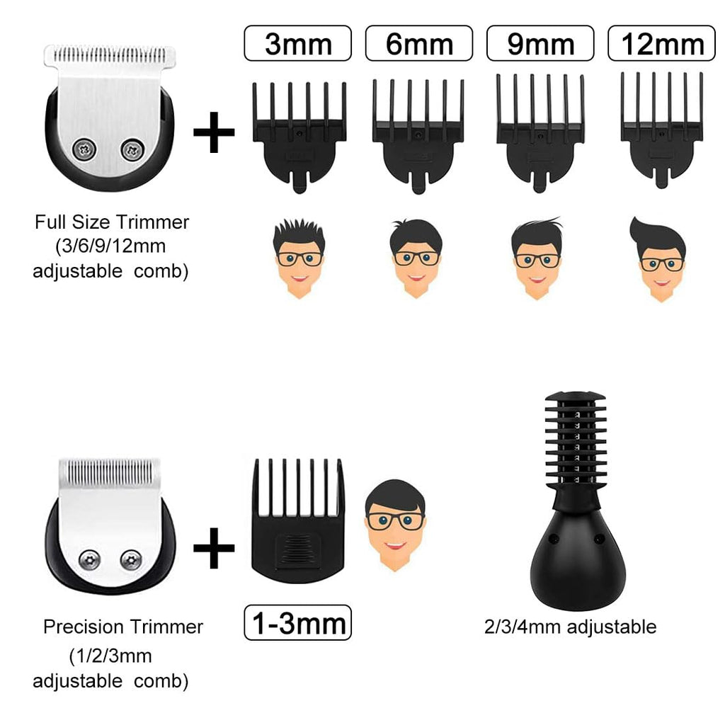 Hatteker Upgraded Beard Trimmer for Men Waterproof Cordless Hair Clipper Electric Razor Shaving Grooming Kit with Mustache Face Nose Body