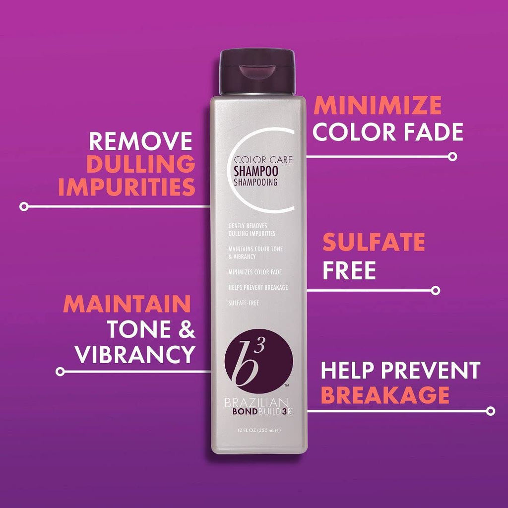B3 BRAZILIAN BONDBUILDER Color Care Shampoo & Conditioner with Ionic Colour Lock Set Purifies, Hydrates, Detangles & Protects Color Treated Hair- Repairs Damage from Chemical Services