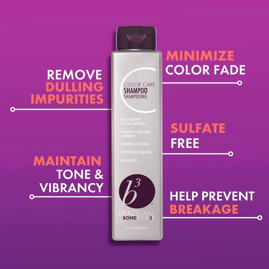 B3 BRAZILIAN BONDBUILDER Color Care Shampoo & Conditioner with Ionic Colour Lock Set Purifies, Hydrates, Detangles & Protects Color Treated Hair- Repairs Damage from Chemical Services