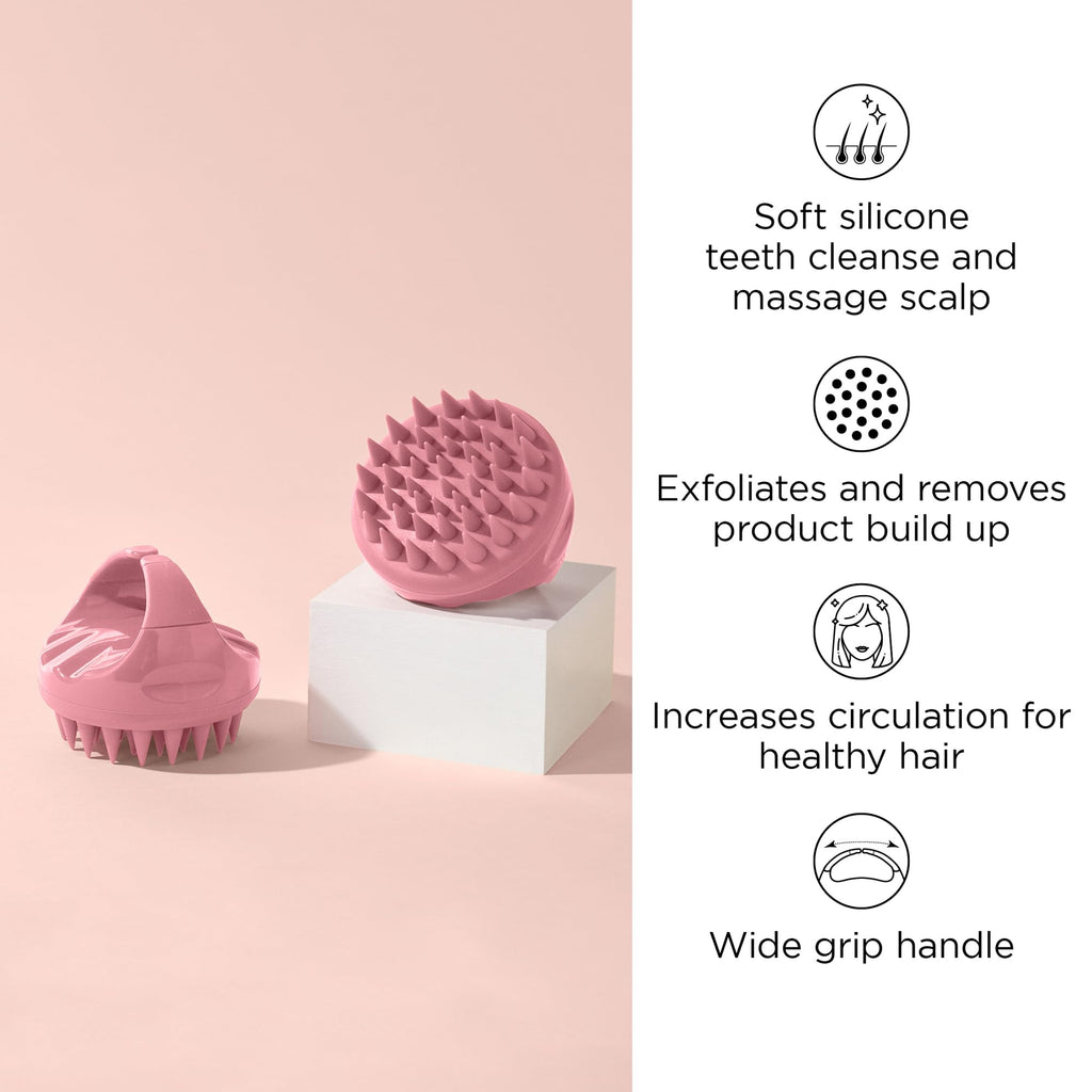 Diane Scalp Massage and Shampoo Brush with Soft Silicone Bristles, Exfoliates and Cleanses Scalp, Promotes Scalp Circulation, Evenly Distributes Hair Oil, Clear