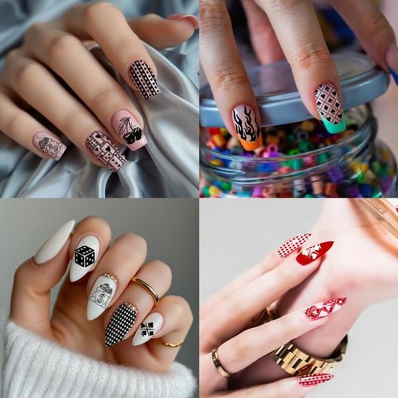 PH PandaHall 3pcs Poker Elements Nail Stamping Plates, Diamonds Clubs Nail Art Templates Textured Nail Art Stencil Stainless Steel Nail Image Plates for Women Nail Design Print Manicure Salon