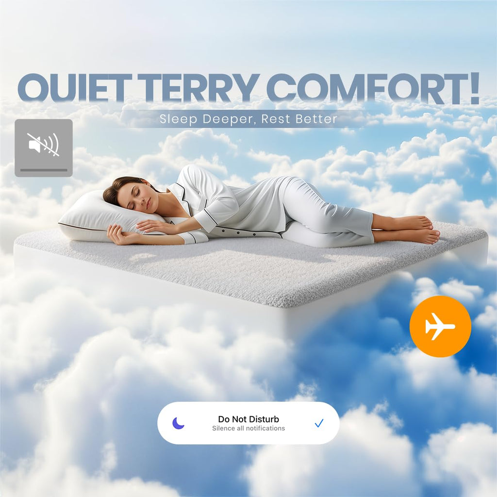 Full Size Mattress Protector Waterproof, Premium 200 GSM Terry Mattress Cover, Soft & Breathable Bed Cover, Fitted Sheet Style Stretchable Deep Pockets 15" by Utopia Bedding (White)
