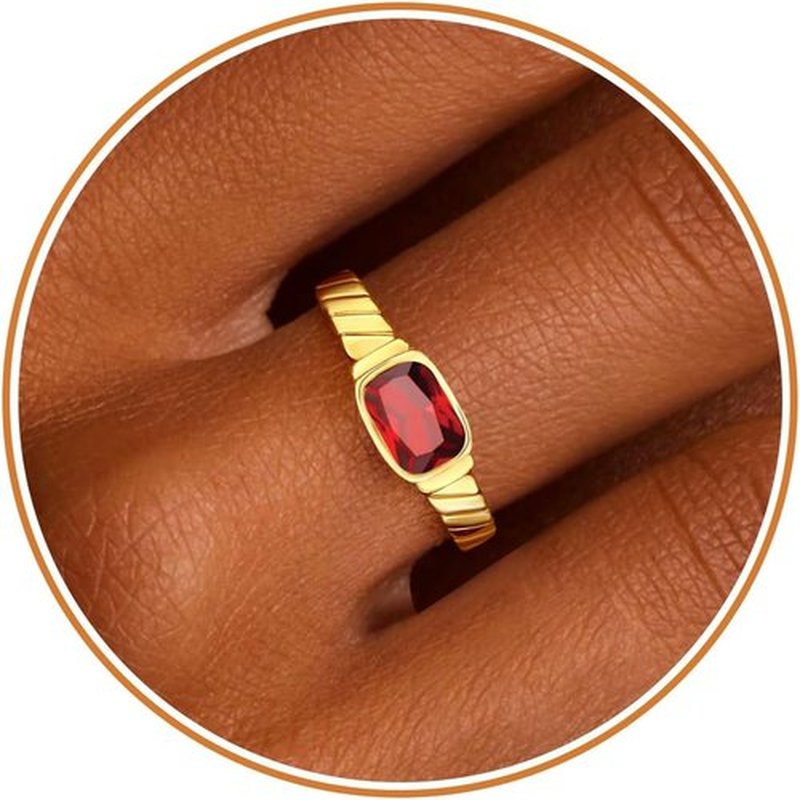 Regine Switzerland Gold Rings for Women - Non-Tarnish Birthstone Adjustable Stackable Ring | Perfect Graduation & Mother's Day Gift