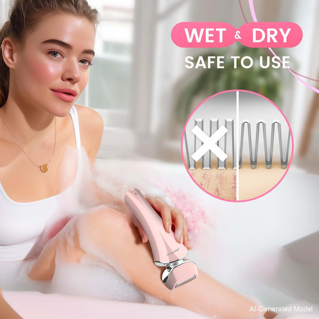 PRITECH Electric Razor for Women Wet/Dry Electric Shaver for Women Pink