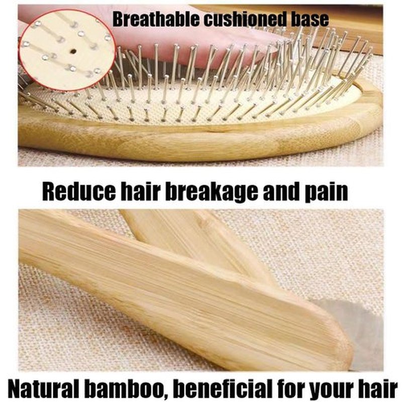 Skiennix Wooden Paddle Detangling Brush - Anti-Frizz Hairbrush for All Hair Types | Scalp Massage, Wet/Dry Use