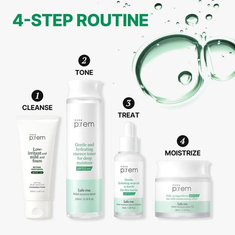 Make P:REM Safe Me. Relief Essence Toner, Quick and Deep Hydrating Face Toner, All Skin Types, 24-Hour Moisturizing, EVE Vegan, Korean Skin Care (6.76 fl oz, 200ml)