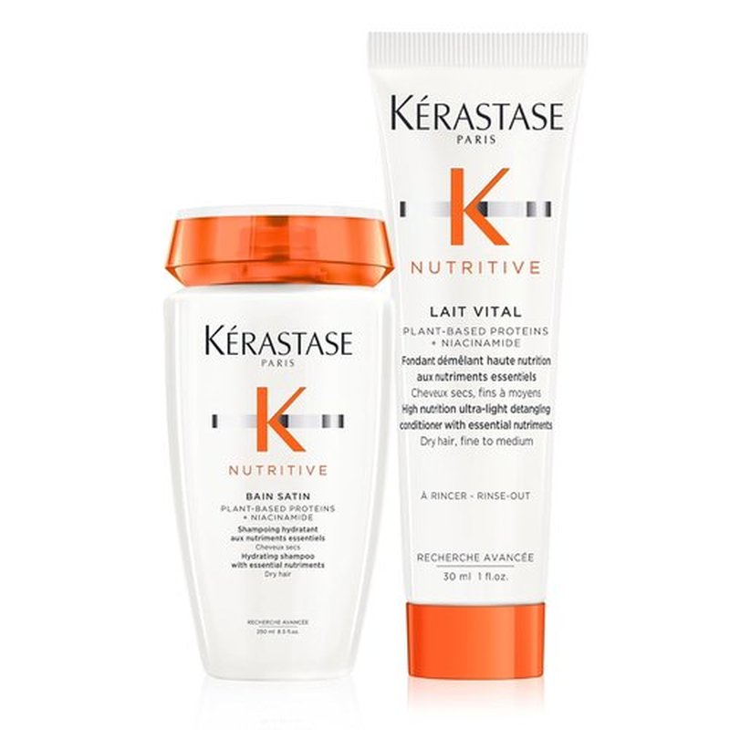 Kerastase Nutritive Bain Satin Shampoo & Lait Vital Conditioner Set | Moisture-Rich Care for Fine to Medium Dry Hair
