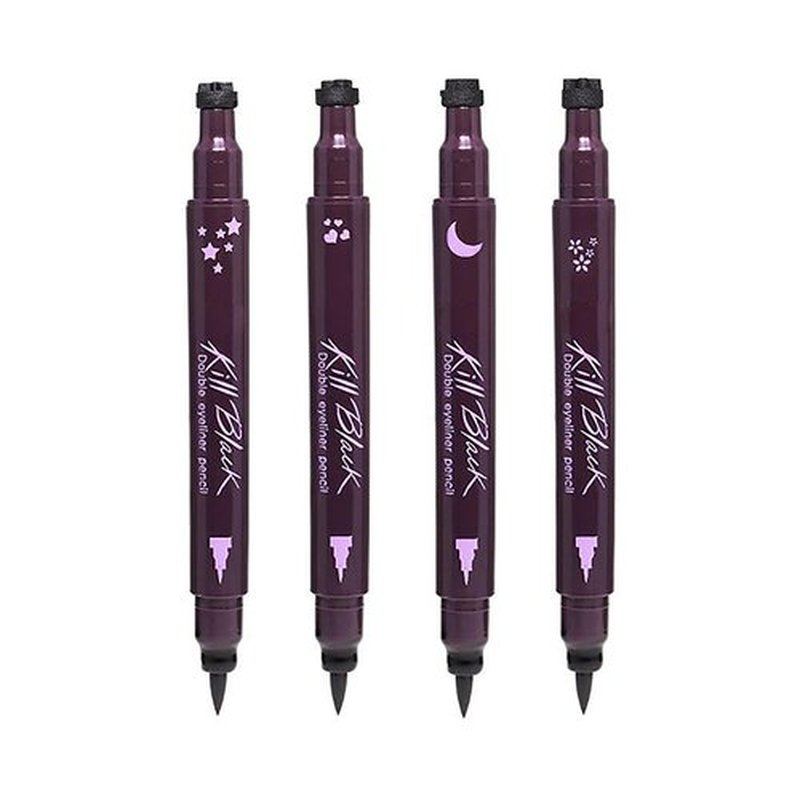 Inspired Capital L 4 PC Double-Ended Eyeliner Stamp Heart/Flower/Moon/Star Shape Cosmetic Seal Stamp Waterproof Long Lasting Eyeliner Pencil Makeup Tool